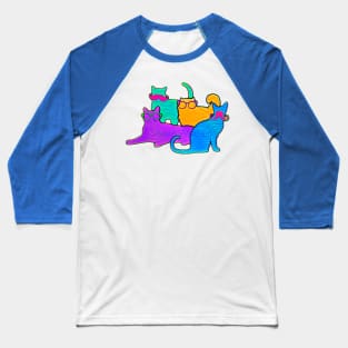 Cats with Glasses and Mustaches Baseball T-Shirt